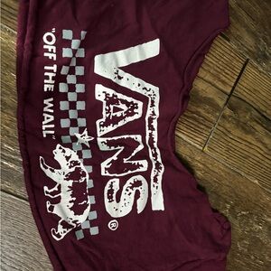 Vans Maroon Crop Top with White Logo Graphic